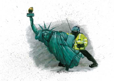 Martin Rowson's illustration for Michael Neumann's article, New Humanist May/June 09