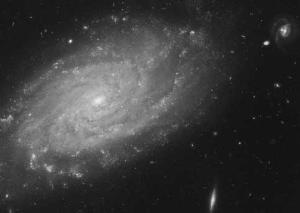 Sprial Galaxy NGC 3370, about 100 million light years away, as seen by the Hubble Telescope