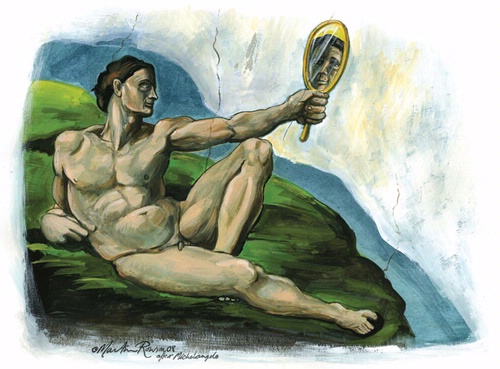 Martin Rowson's 'Empathy' illustration for New Humanist, March/April 2008