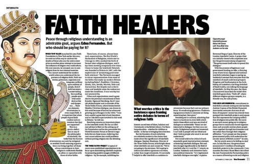 Edna Fernandes' spread from New Humanist, September/October 2008