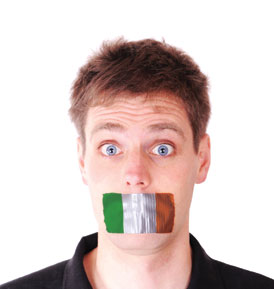 IIllustration of gagged Ireishman for Newton Emerson's article