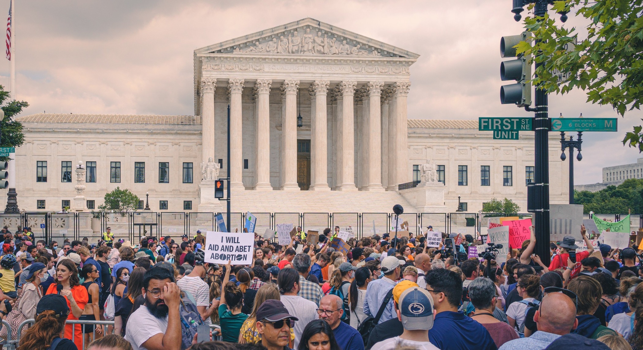 Protests at the US Supreme Court on the day Roe vs Wade was overturned. 