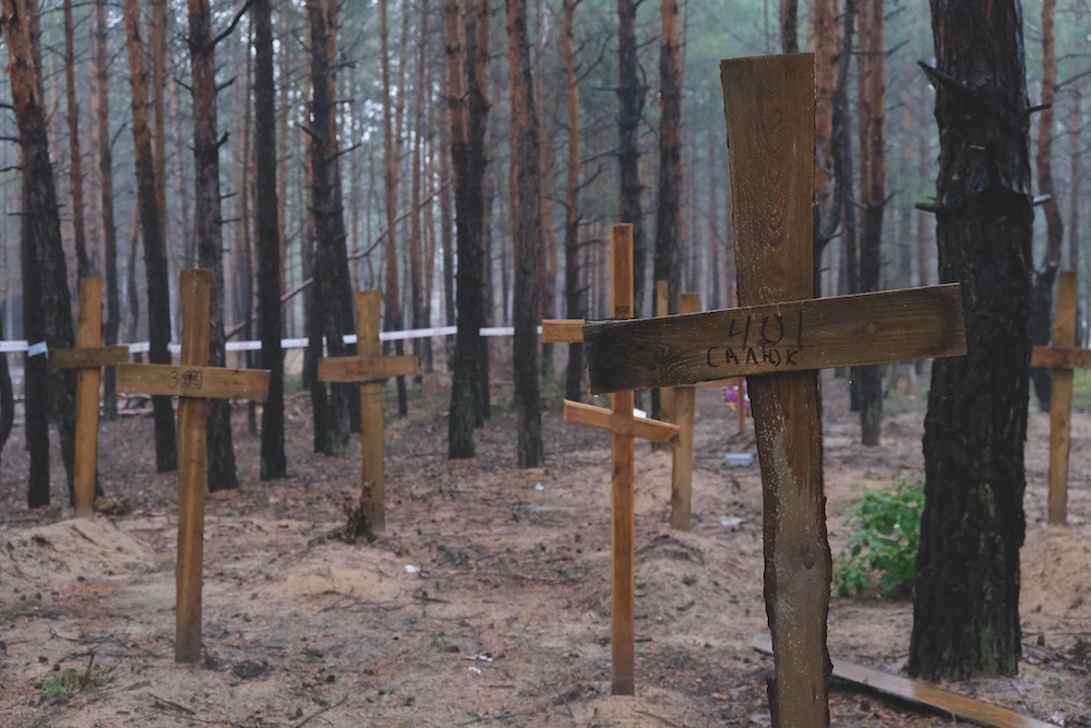 Mass graves in Izium, Ukraine.