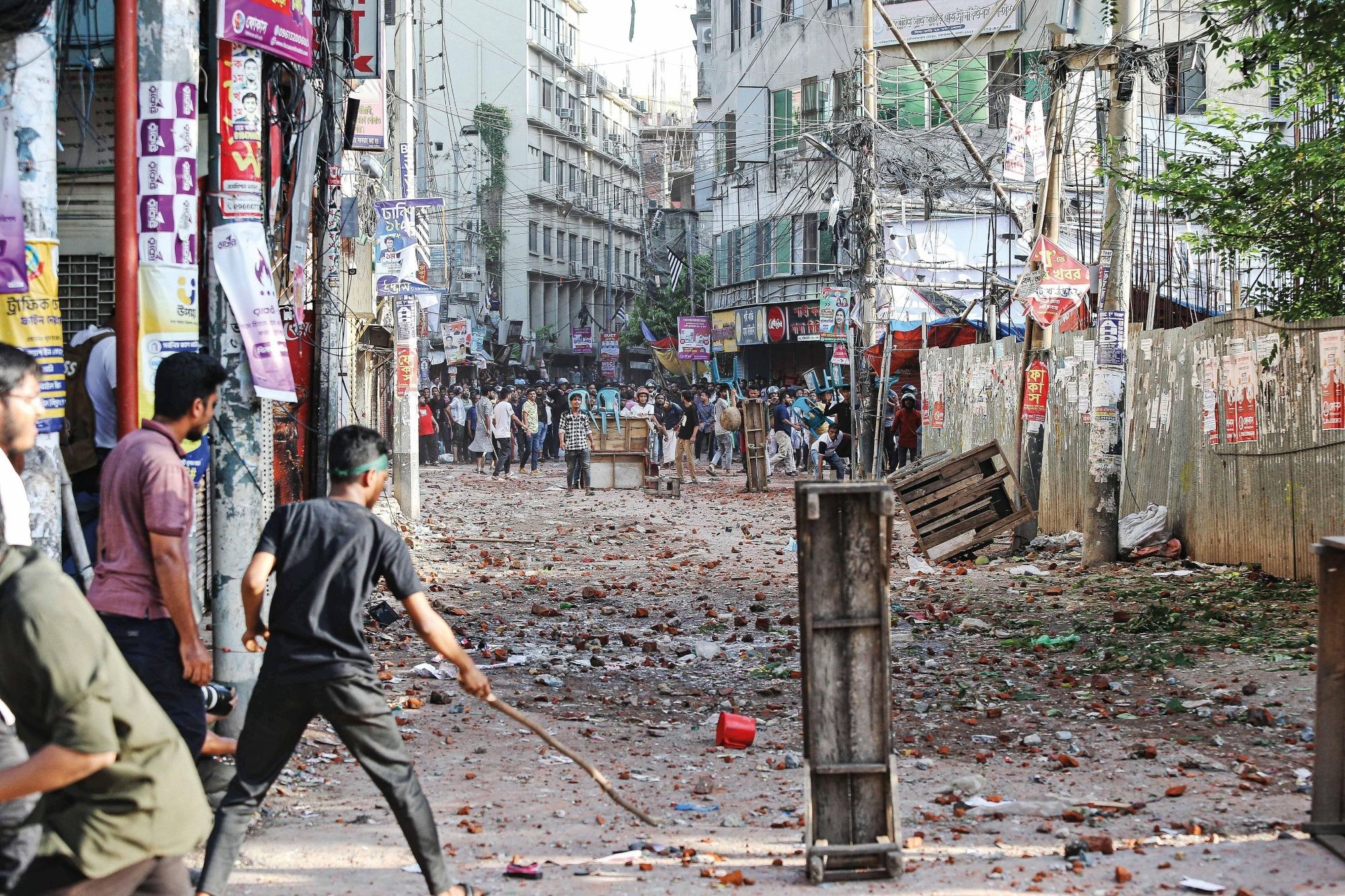 Protesters clash with student supporters of the Awami League in Dhaka, July 2024. Credit: Alamy Stock Photo Protesters clash with supporters of the then government during nationwide protests in Bangladesh