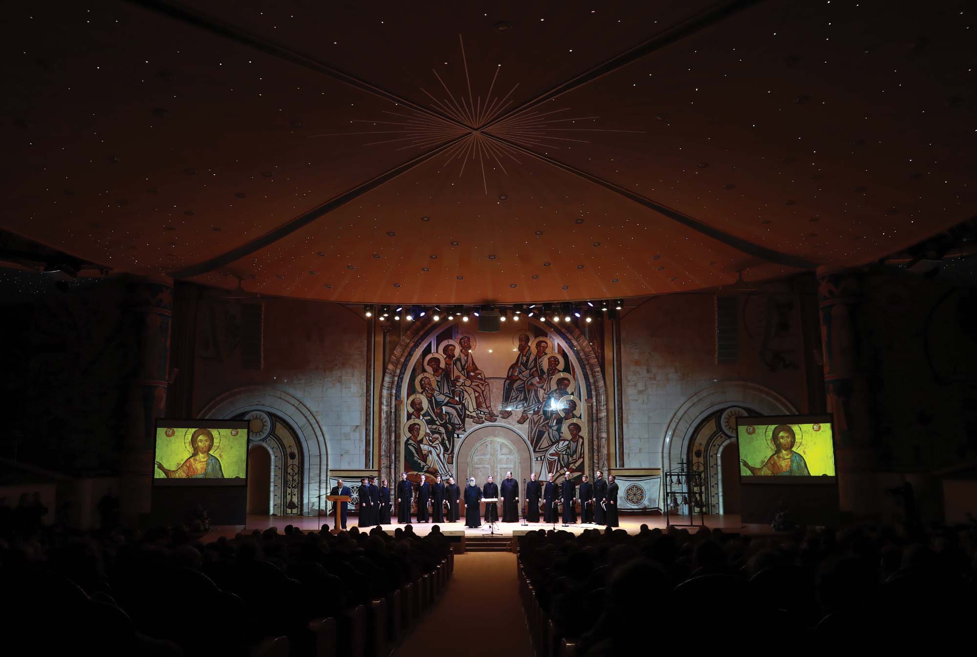 The Sorok Sorokov Choir perform in a concert of 'Great Patriotic War' songs in Moscow