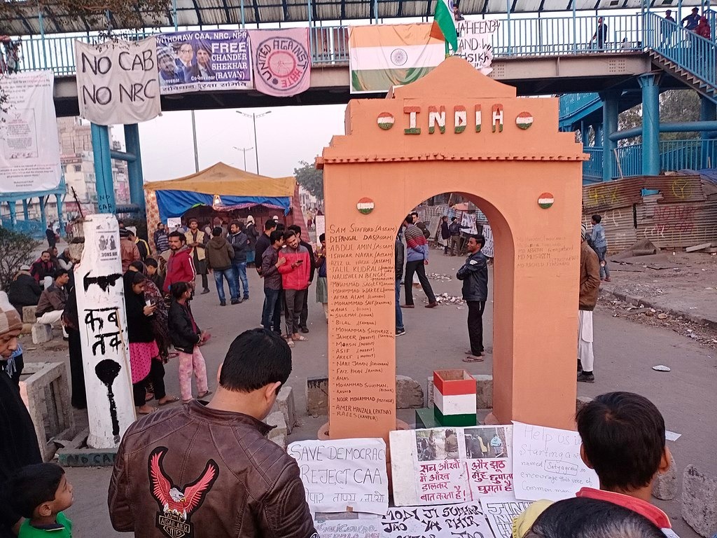 Names of those killed in protests on an India Gate artwork on 11 Jan 2020. Image: Sanjeev Yadav CAA2