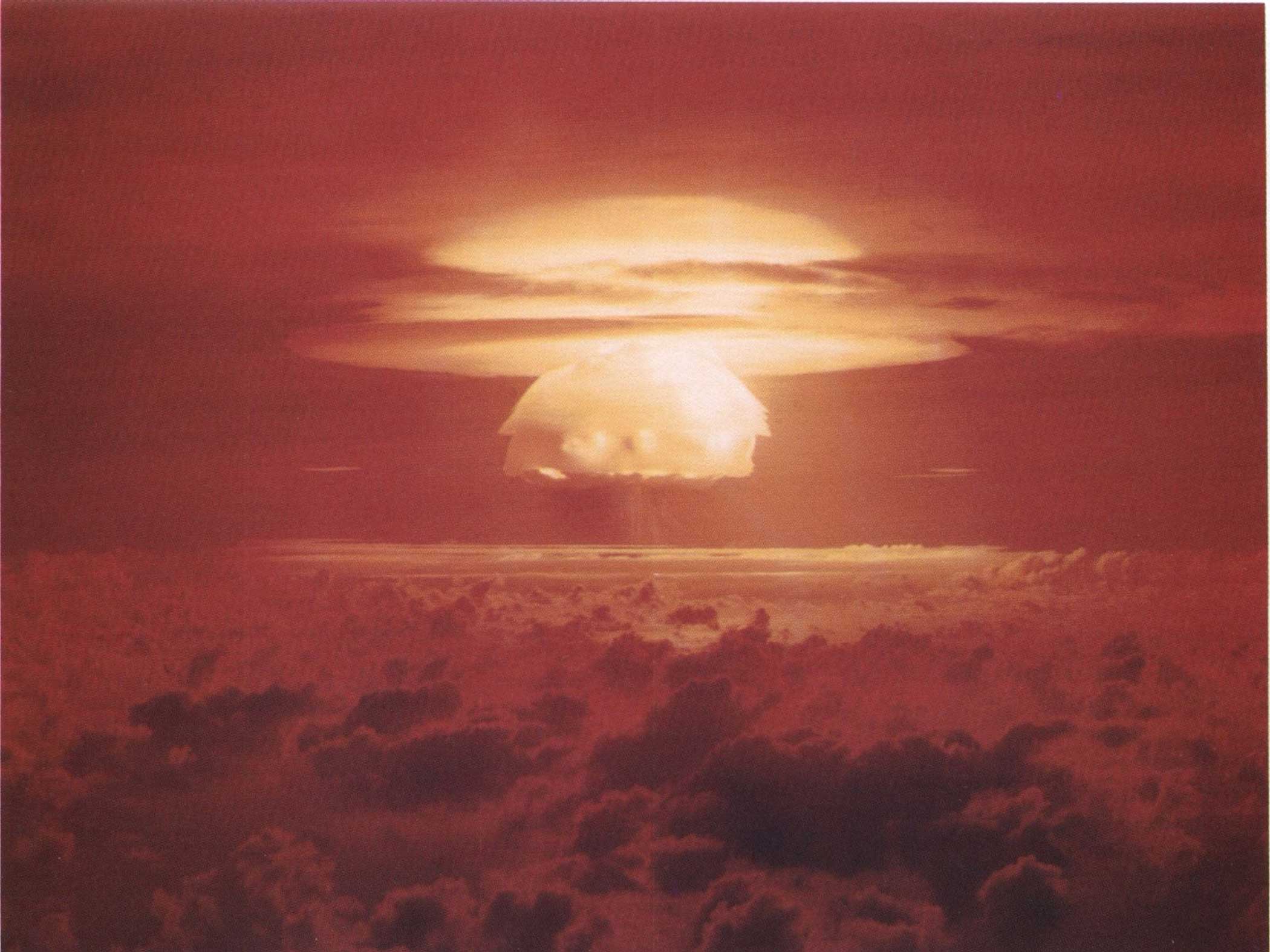 The 'Castle Bravo' US thermonuclear test on 1 March 1954 at Bikini Atoll, Marshall Islands Castle Bravo nuclear blast