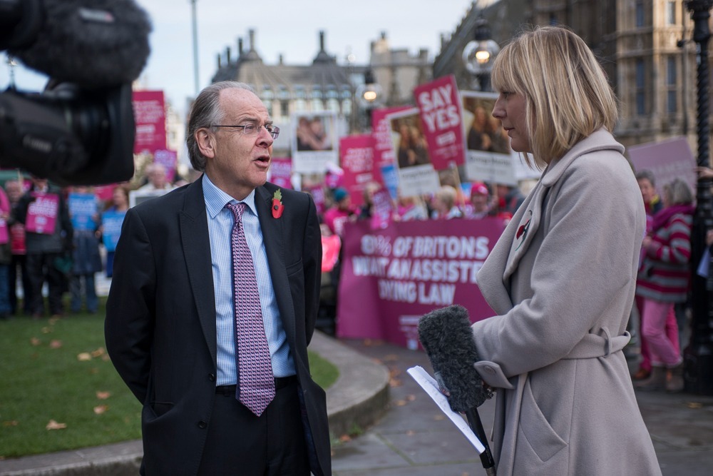 Lord Falconer at a rally in favour of assisted dying in 2014