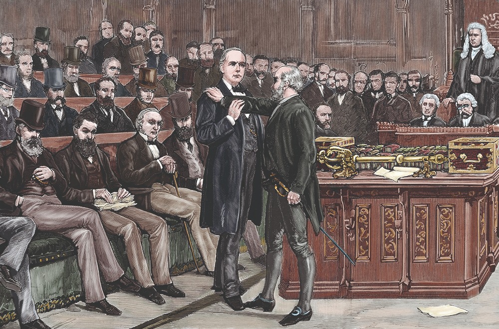 Charles Bradlaugh (1833-1891) being arrested in Parliament DD99PJ