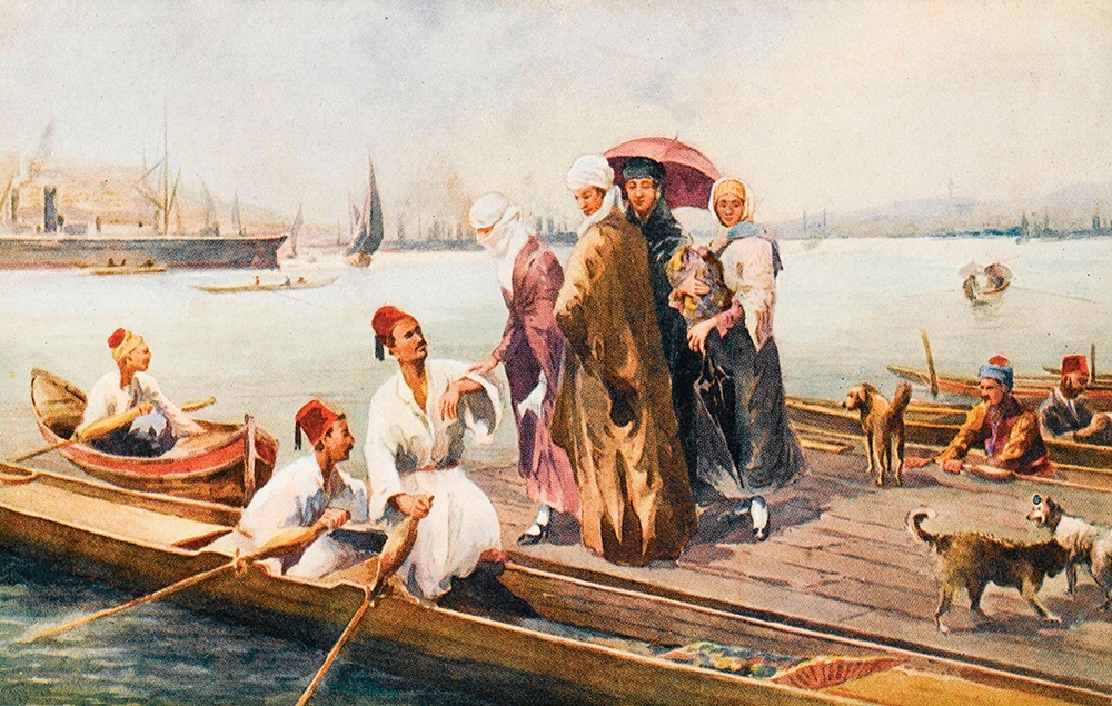 A 1925 painting by Fausto Zonaro, showing a jetty on the Golden Horn, Istanbul DR9NER