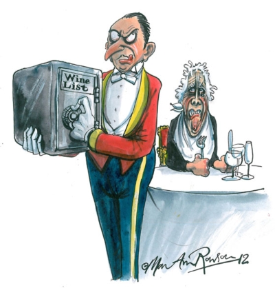 Endgame :Whine dining illustration by Laurie Taylor