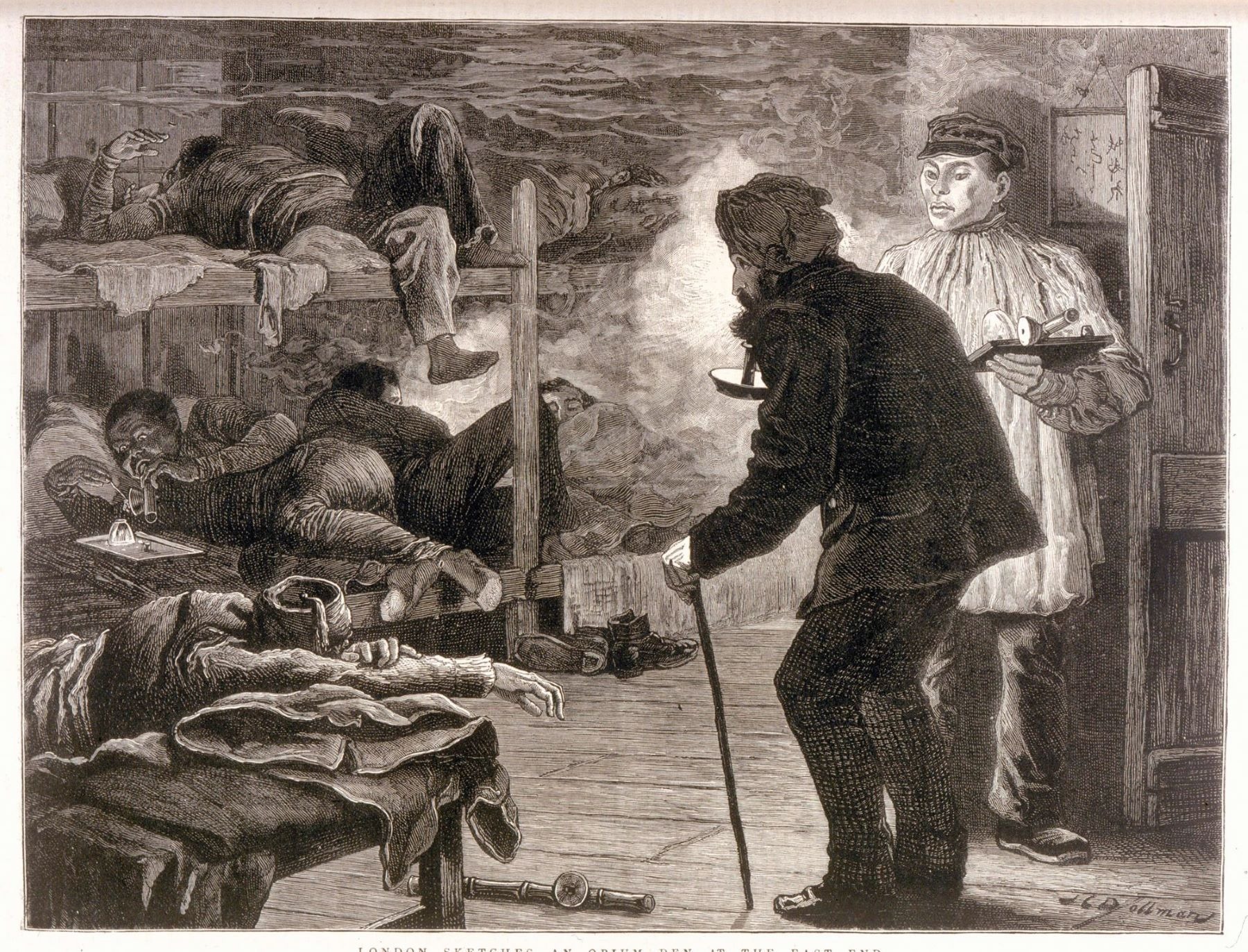 Engraving of a London opium den by J. C. Dollman (1880). Credit: Alamy Engraving of a London opium den by J. C. Dollman (1880)