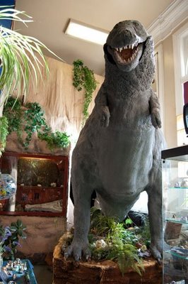 A dinosaur model on display at the Genesis Expo