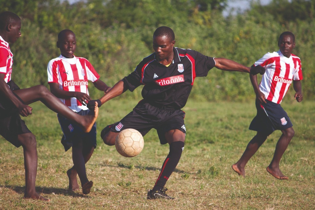 Sports lessons at a humanist school in Uganda. Credit: Andrew West Students play football at a humanist school in Uganda