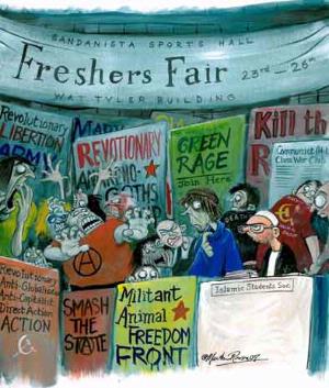 Martin Rowson's cartoon for Paul Sims article on Islam on Campus