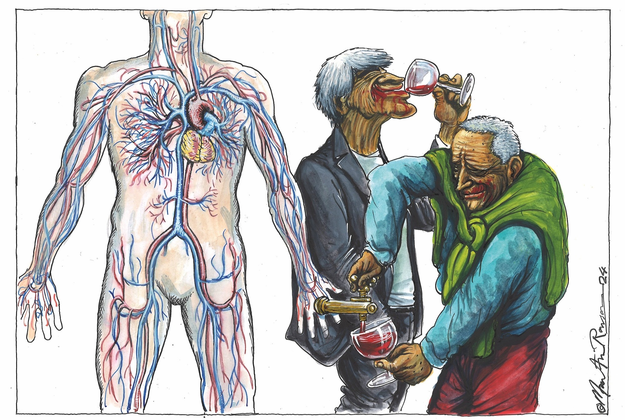 Martin Rowson's illustration of blood transfusion
