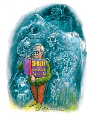 Martin Rowson's illustration for Richard Wiseman's ghosts article, March/April 2011
