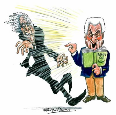 Martin Rowson's cartoon of Laurie Taylor and Barry Cryer