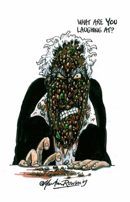 Martin Rowson's cartoon of Laurie Taylor for the September/October 2009 issue of New Humanist