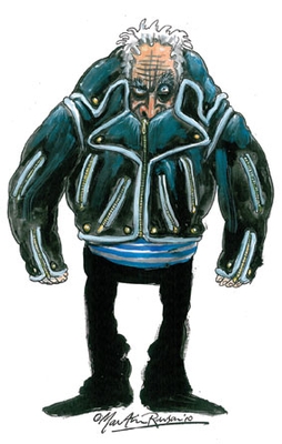 Laurie's leather jacket by Martin Rowson