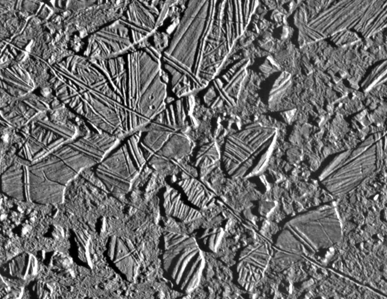 Ice rafts on the surface of Europa. Credit: Nasa Ice rafts on Europa