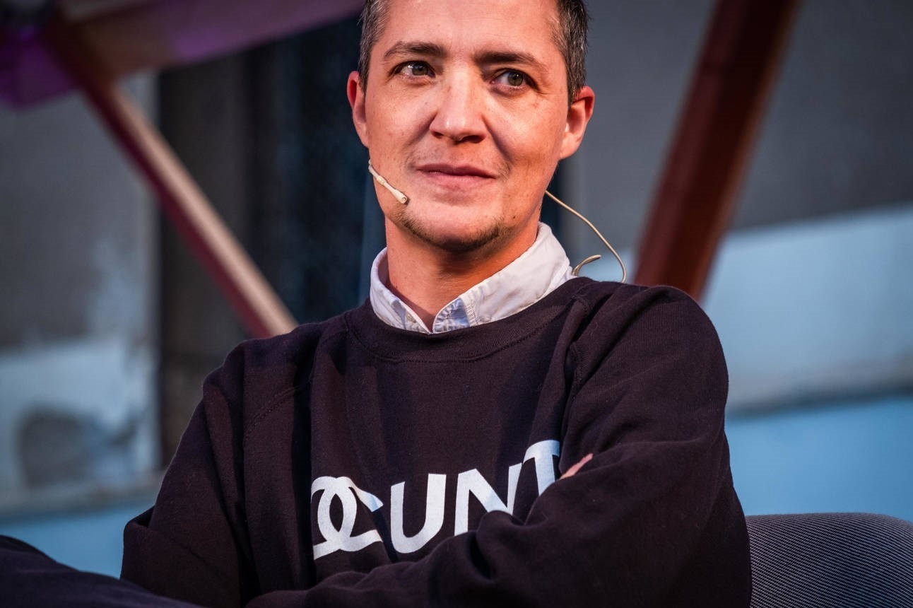 Philosopher Paul B. Preciado, speaking in Barcelona in 2018 (SOPA IMAGES LIMITED / ALAMY STOCK PHOTO) PWP24F