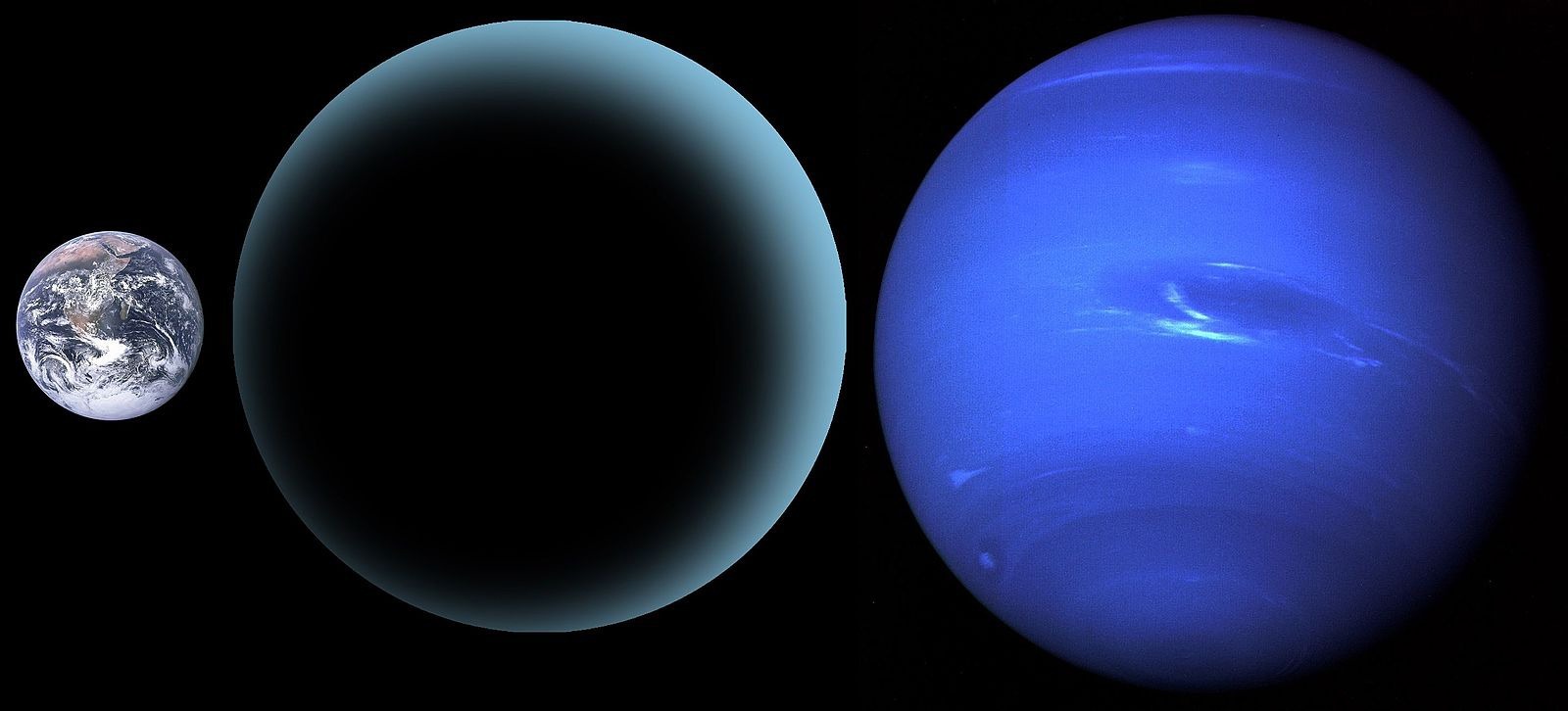 A hypothetical comparison of Planet Nine to Earth (left) and Neptune (right) Does Planet Nine exist?