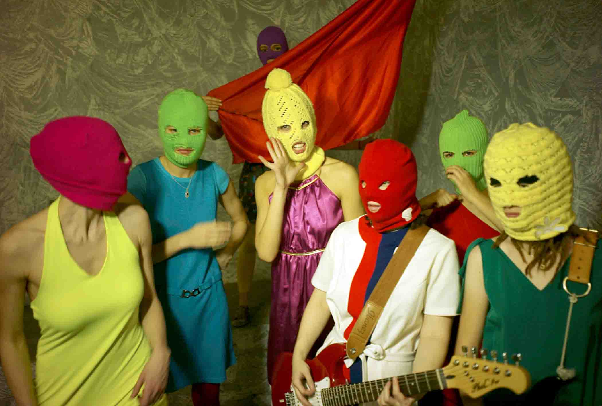 Seven members of the Pussy Riot collective, photographed by Igor Mukhin. Two members, Nadezhda Tolokonnikova and Maria Alyokhina, remain imprisoned in Russian penal colonies Pussy Riot