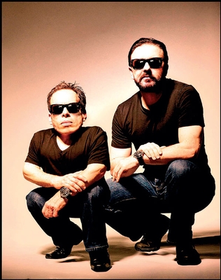 Ricky Gervais and Warwick Davis