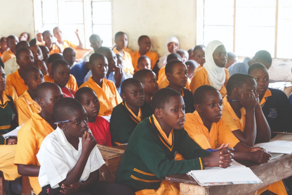 Credit: Andrew West Students at their desks in a humanist school in Uganda