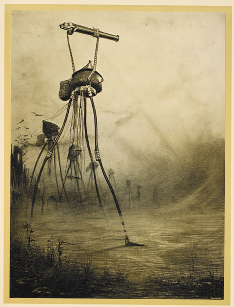 A scene from War of the Worlds by HG Wells © British Library, from the Alien Revolution exhibition War of the Worlds Illustration