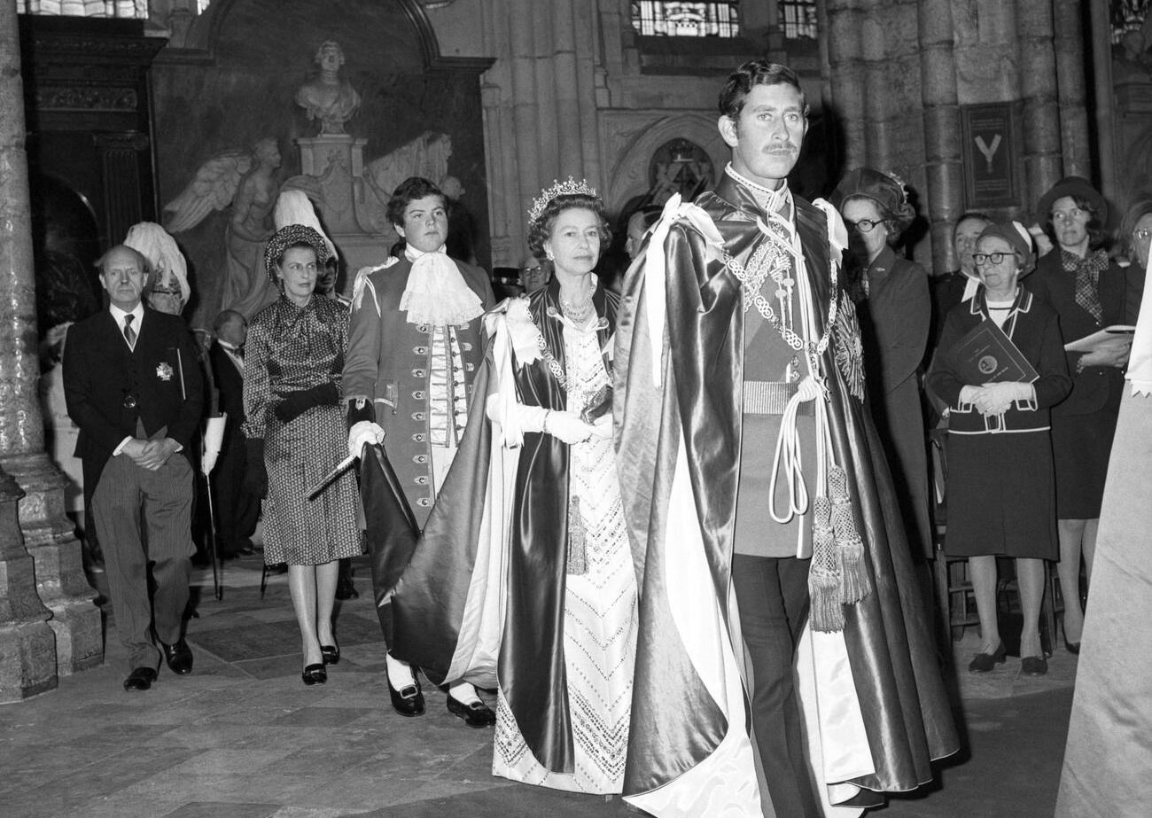 The Prince of Wales and the Queen in Westminster Abbey, 1975 The Prince of Wales and the Queen, 1975