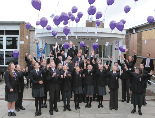 Celebrations marked the opening of Durham Free School in September 2014, but the school was closed down in March 2015 Durham Free School