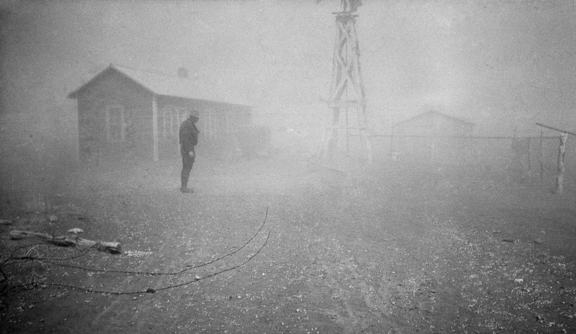 A farmer in the middle of a dust storm, New Mexico, 1935. Credit: Alamy A farmer in the middle of a dust storm, New Mexico, 1935