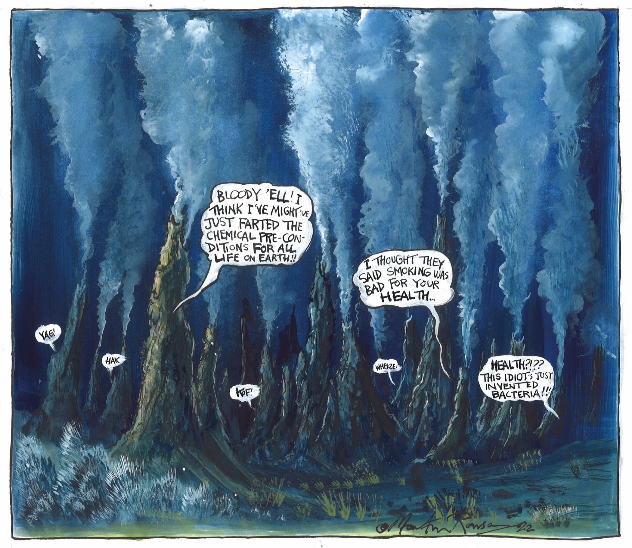 Rethinking the origins of life, illustration by Martin Rowson
