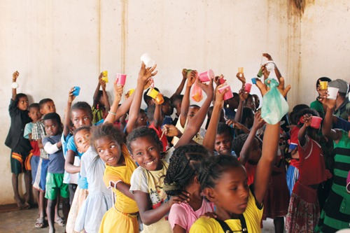 Children in Madagascar, part of a project run by the Schistosomiasis Control Initiative to treat parasitic worm infections Lichtig