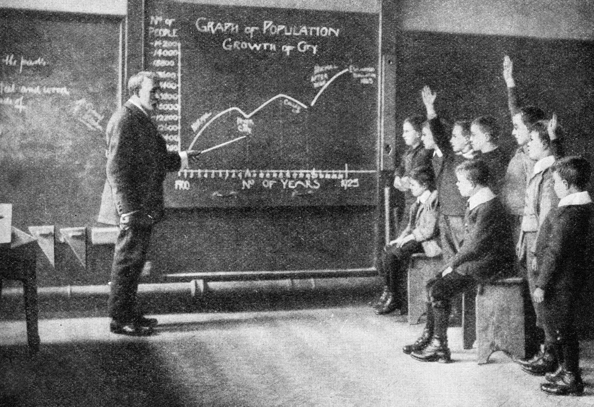 Boys learning about population growth at a Yorkshire school, 1922 Boys learning about population growth at a Yorkshire school, 1922