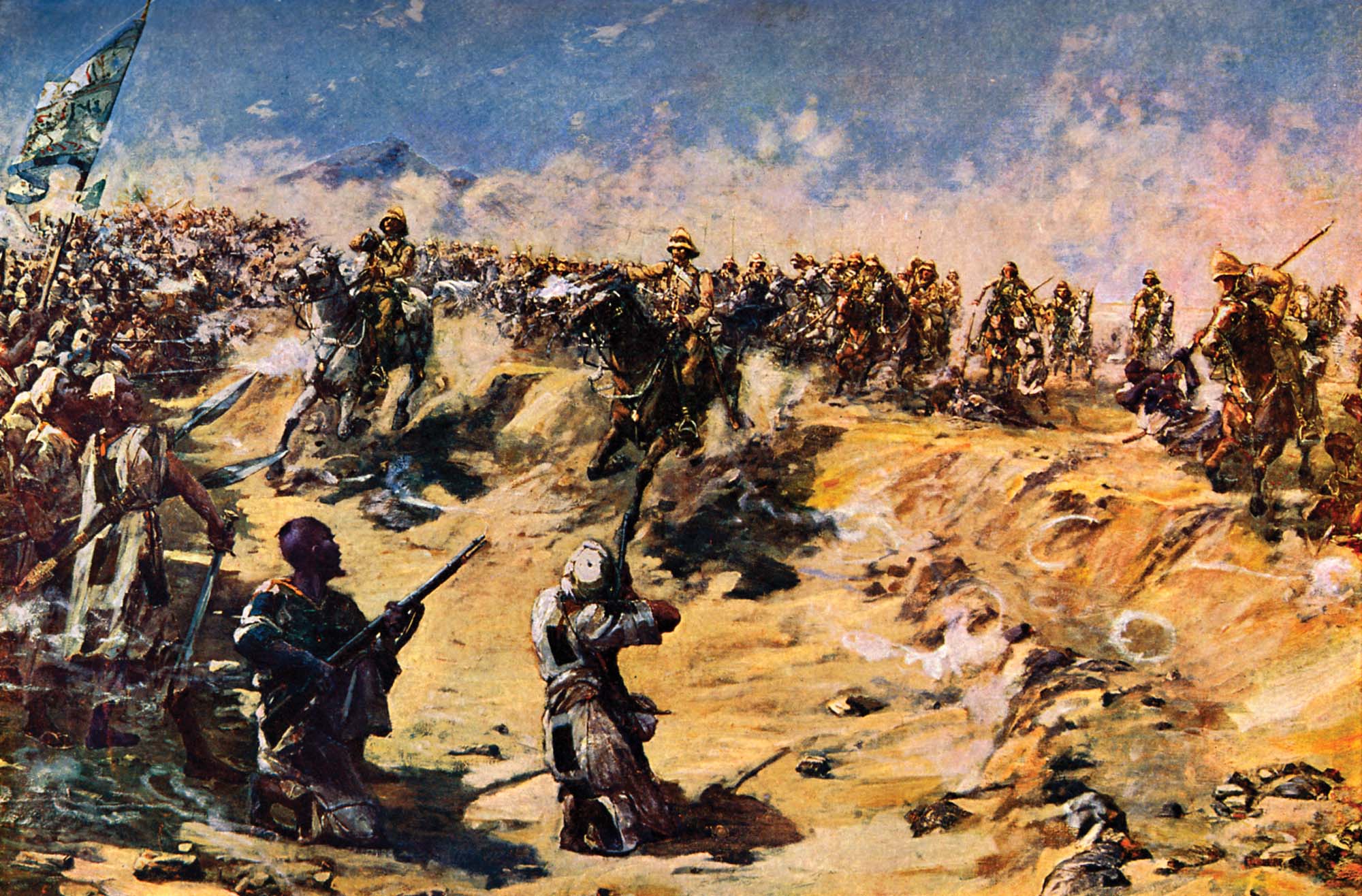 A contemporary painting of the charge of the 21st Lancers at Omdurman, Sudan, in 1898