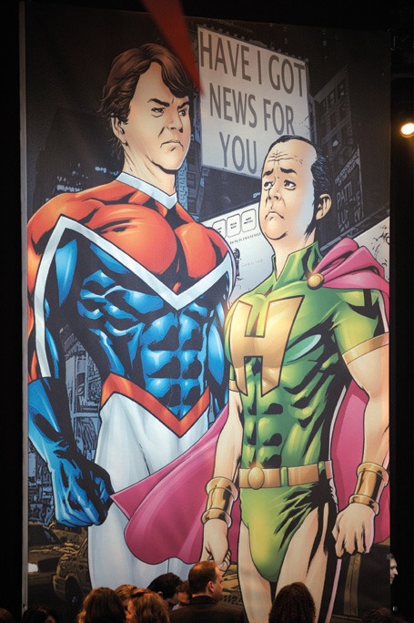 Paul Merton and Ian Hislop, illustrated as part of the set for the 2009 British Comedy Awards. Photo: Ken McKay Satire