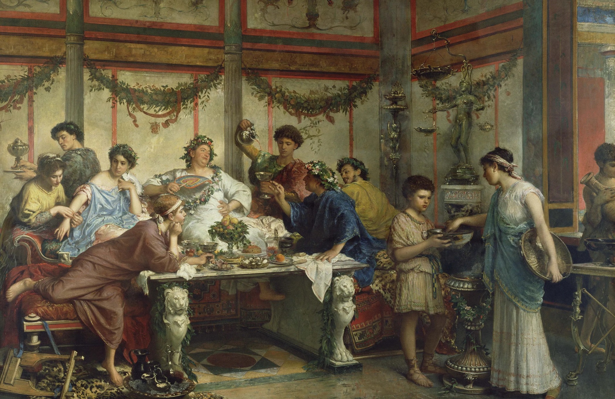 A Roman Feast, by Roberto Bompiani (1821-1908) A Roman Feast (Saturnalia), Second Half of the 19th cen.. Creator: Bompiani, Roberto (1821-1908)