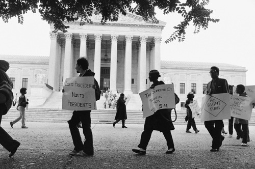 Members of the National Black Law Student Association picket the Supreme Court building in 1984 Protest