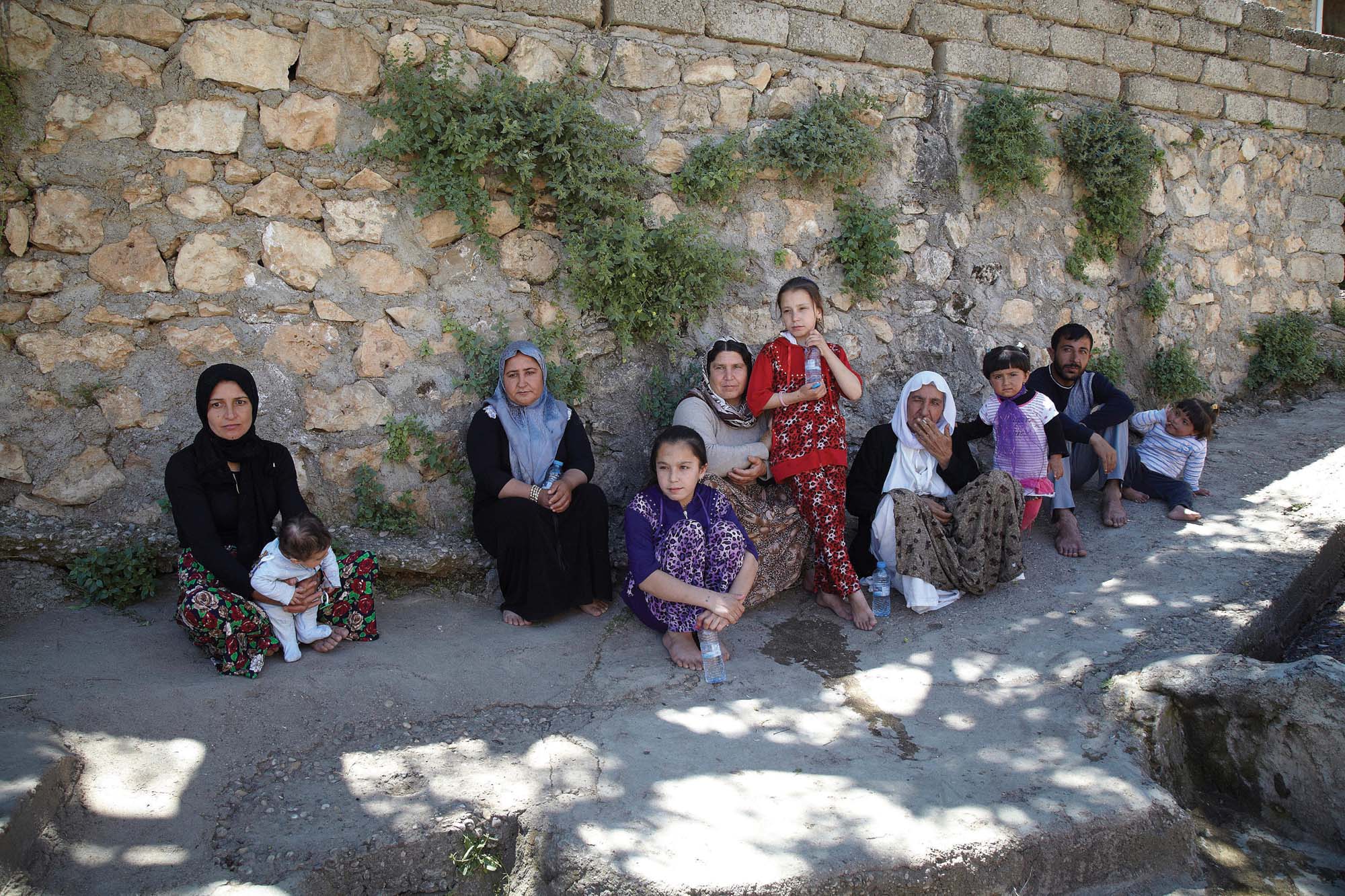 Yezidi refugees inside the temple of Lalesh in Iraqi Kurdistan Yezidi